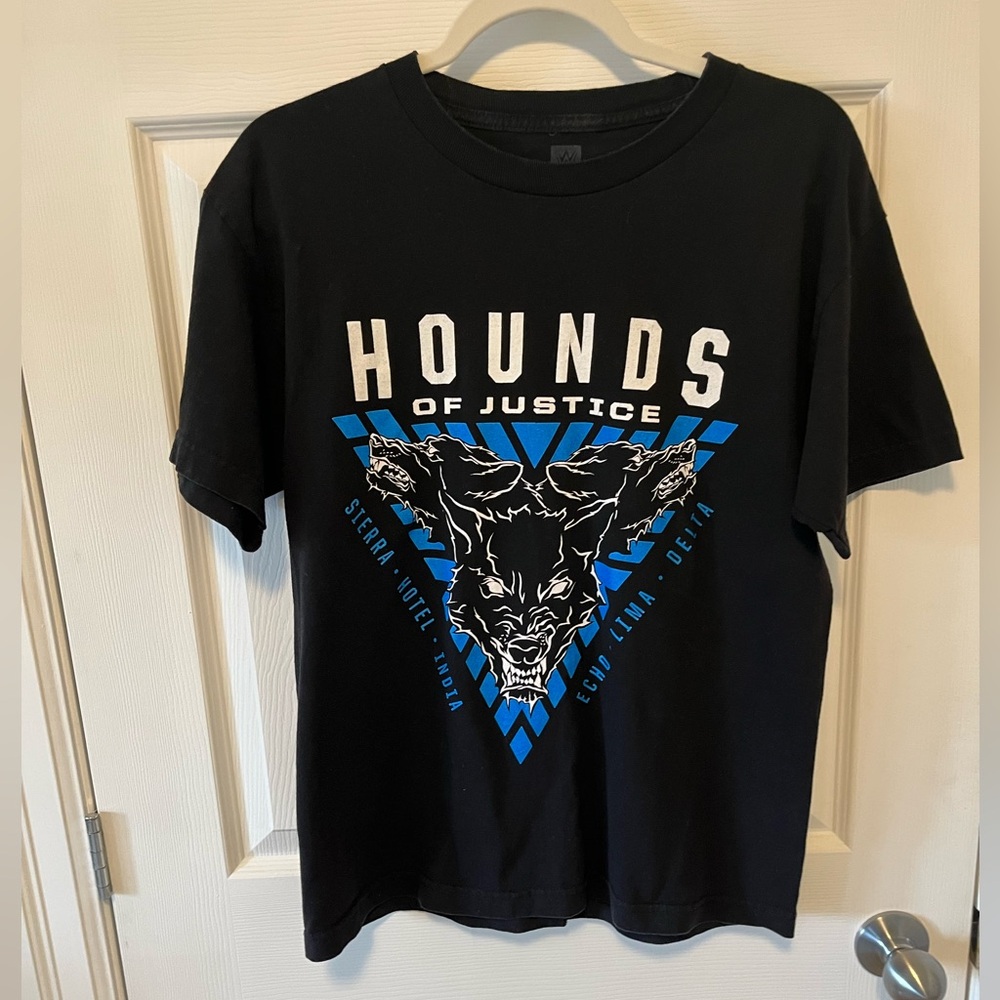 WWE Authentic Hounds of Justice ~Black Youth Large T-Shirt